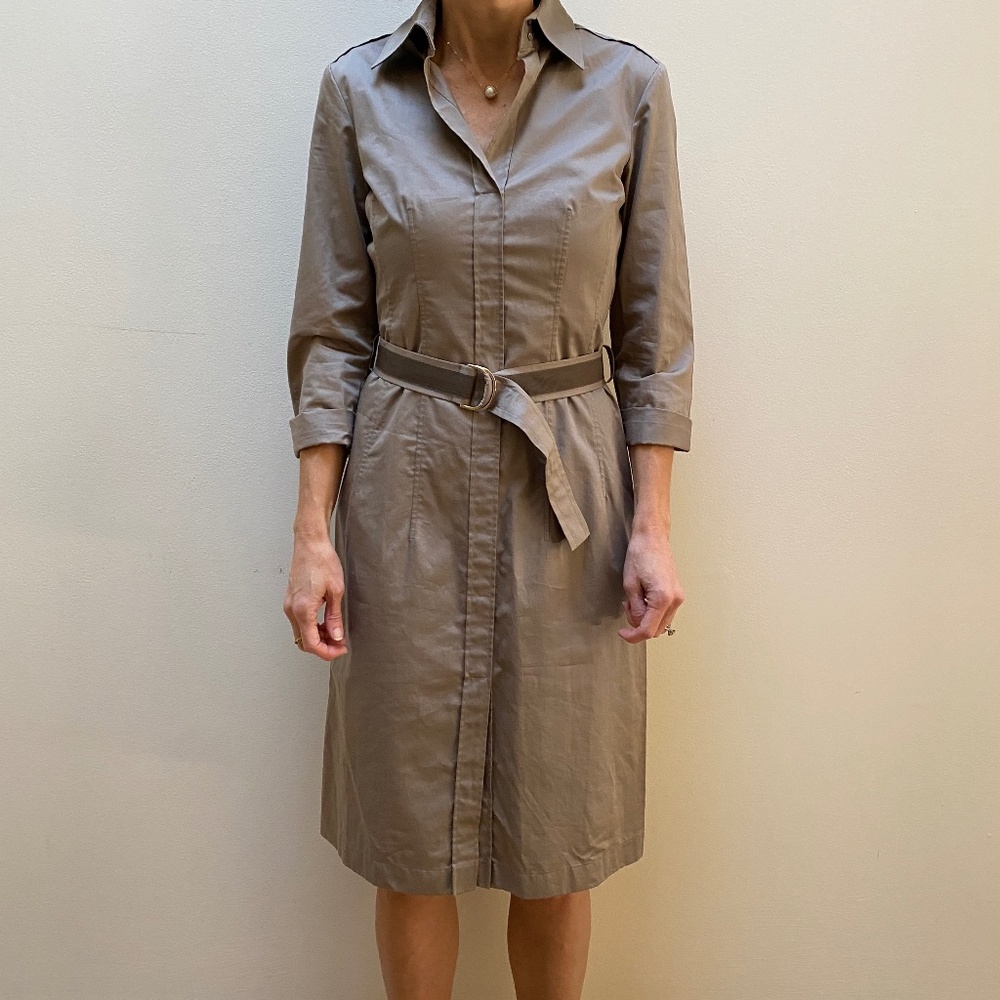 HUGO BOSS Dashina2 Belted Shirtdress in Taupe - Size US 2